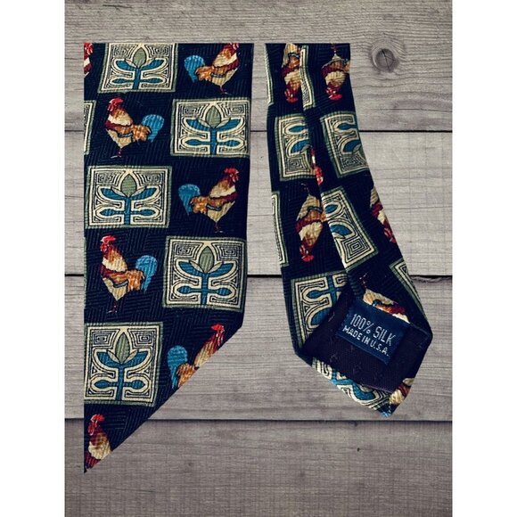 Bob Timberlake Mens Silk Necktie Accessory Navy Blue Office Work Casual Dad Gift - Picture 4 of 8